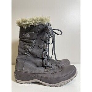 The North Face Women’s Nuptse Purna Gray Insulated Winter Snow Boots Size 8.5